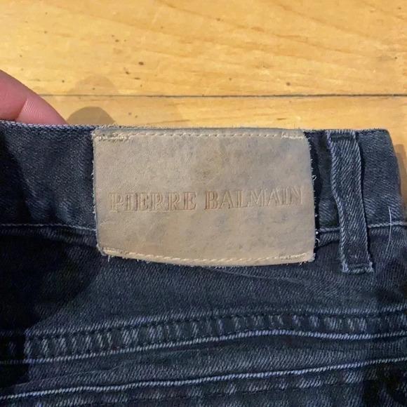 Balmain black  moto jeans - Picture 2 of 12